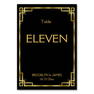Art Deco Black And Gold Wedding Table Numbers