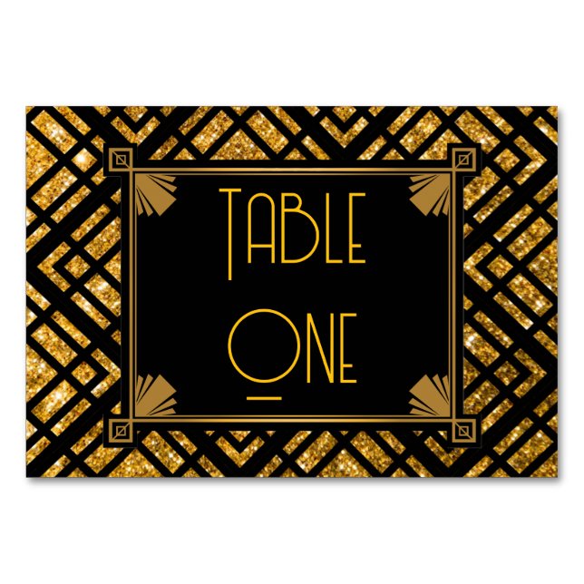 Art Deco Black and Gold Wedding Table Numbers (Front)