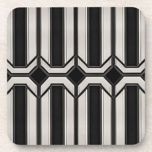 Art Deco Black and Silver Coaster Set