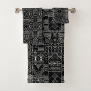 Art Deco Black and White Bath Towels