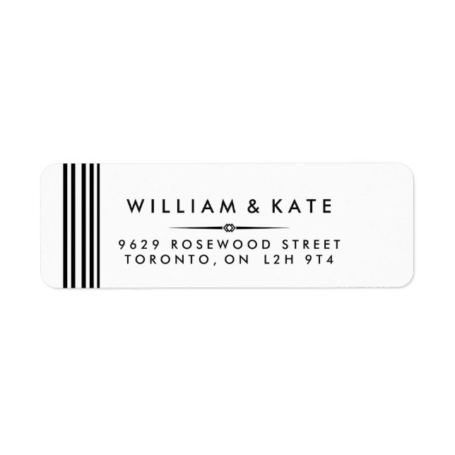 Art deco Black and white Return Address Labels (Front)