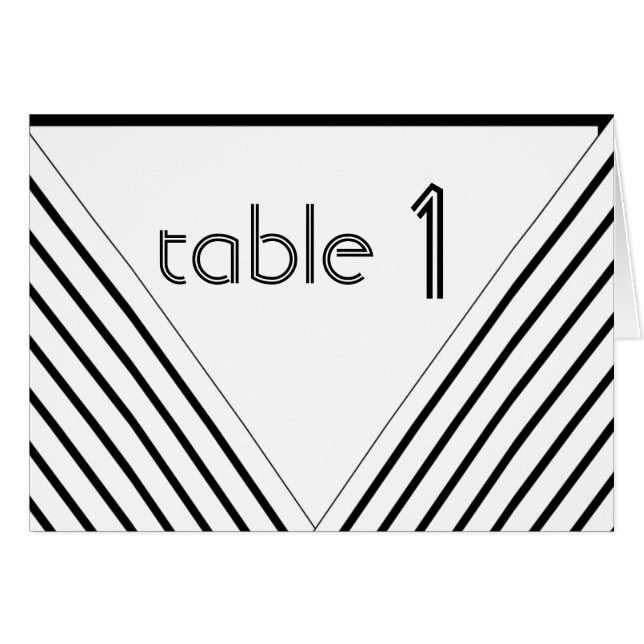 Art Deco Black and White Stripe Table Number (Front Horizontal)
