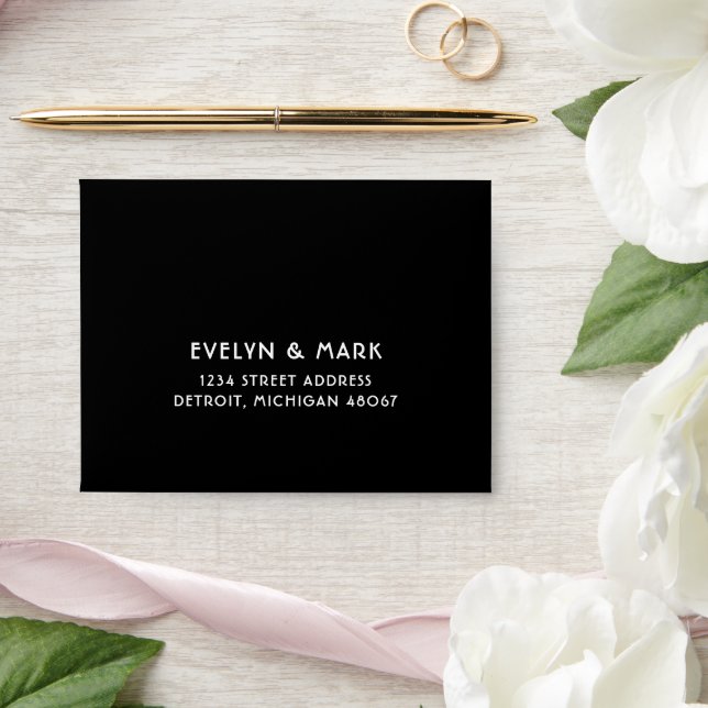 Art Deco Black and White Wedding RSVP Envelopes (Wedding)