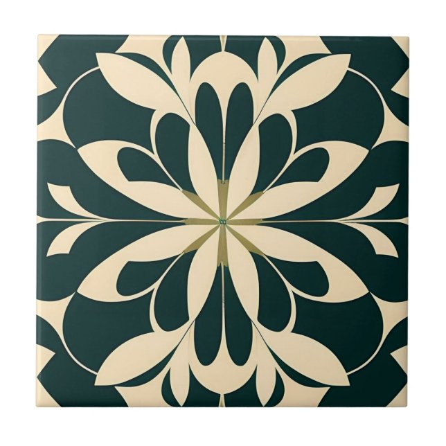 Art Deco Black Floral Tile (Front)