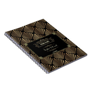 Art Deco Black Gatsby 1920s Style Wedding Planner Notebook