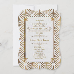 Art Deco Black Gatsby 1920s Sweet Sixteen Invitation