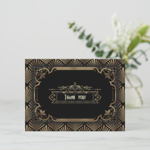 Art Deco Black Gatsby 1920s Thank You Card