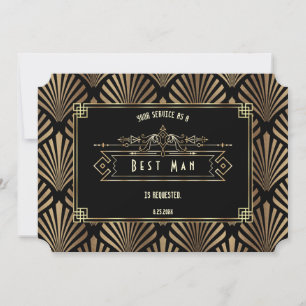 Art Deco Black Gatsby Will You Be My Best Man Invitation