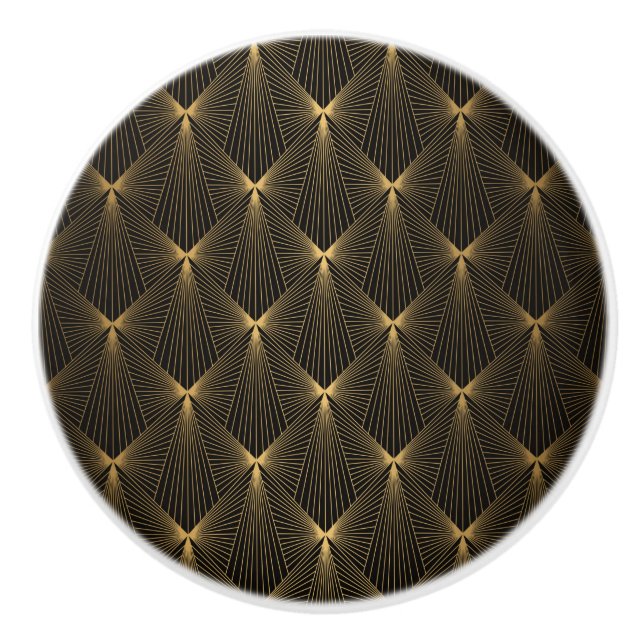 Art deco,black gold,chic,elegant,pattern,classy,tr ceramic knob (Front)
