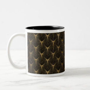 Art deco,black gold,chic,elegant,pattern,classy, Two-Tone coffee mug