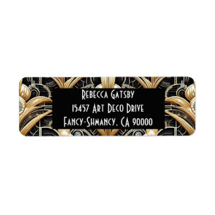 Art Deco Black & Gold Diamond Return Address