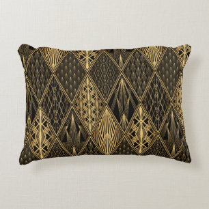 Art Deco Black Gold Elegance Decorative Cushion