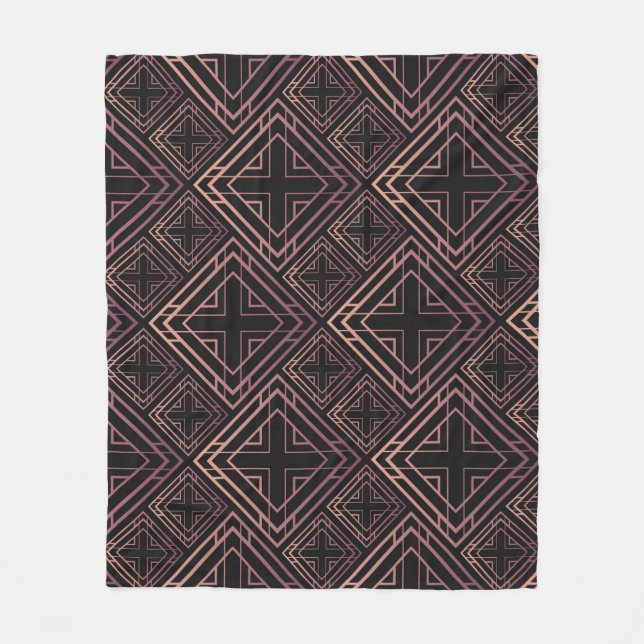Art Deco Black-Gold Elegance Fleece Blanket (Front)