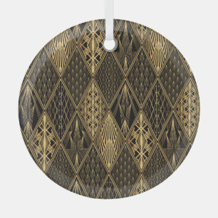 Art Deco Black Gold Elegance Glass Tree Decoration