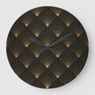 Art Deco: Black Gold Elegance. Large Clock
