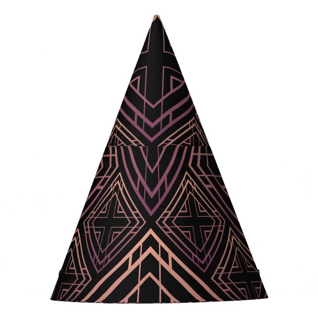 Art Deco Black-Gold Elegance Party Hat (Front)