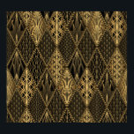 Art Deco Black Gold Elegance Poster<br><div class="desc">Art Deco Pattern. Seamless black and gold background. Metallic shells or scales lace ornament in rhombuses. Minimalistic geometric design. Vintage lines. 1920-30s motifs. Luxury vintage patchwork. Art Deco Pattern - black and gold elegance. Embrace the luxurious vintage vibes. Step into the opulence of art deco black and gold. deco, background,...</div>