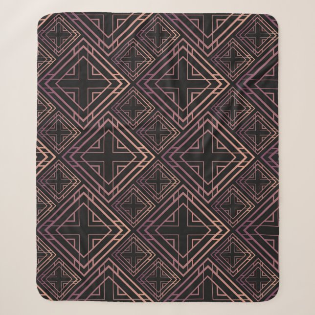 Art Deco Black-Gold Elegance Sherpa Blanket (Front)