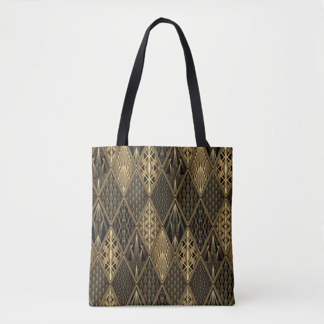 Art Deco Black Gold Elegance Tote Bag (Front)
