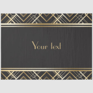 Art deco,black,gold,elegant,chic,monogram ready, c tissue paper
