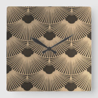 Art Deco Black/Gold Fan Design Clock