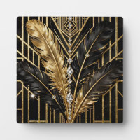 Art Deco Black Gold Feathers