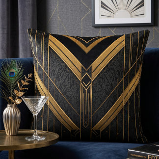 Art Deco Black & Gold Gatsby Cushion