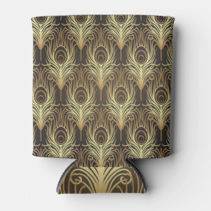 Art deco: black-gold geometric. can cooler