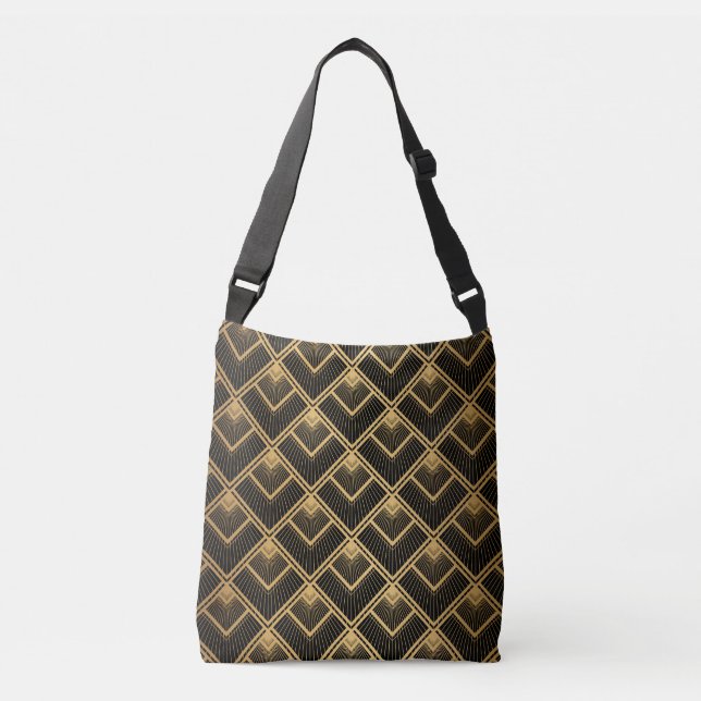 Art Deco Black Gold: Geometric Crossbody Bag (Front)