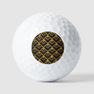 Art Deco Black Gold: Geometric Golf Balls