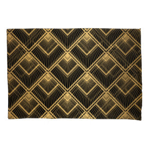 Art Deco Black Gold: Geometric Pillowcase