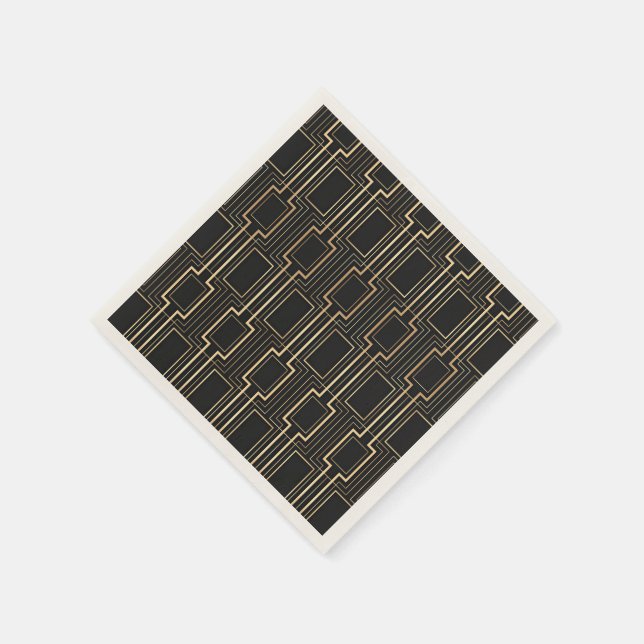 Art Deco Black Gold Napkin (Corner)