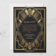 Art-deco black & gold party invitation