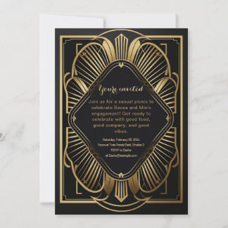 Art-deco black & gold party invitation