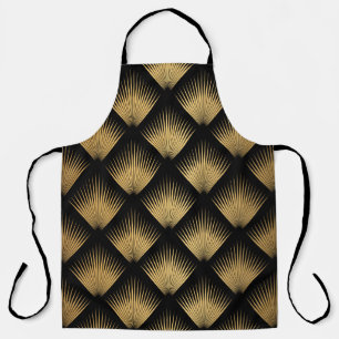 Art Deco, black gold pattern. Apron