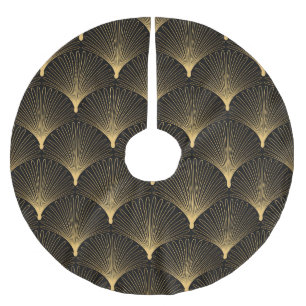 Art Deco: black gold pattern. Brushed Polyester Tree Skirt