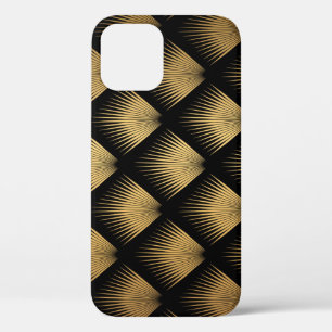 Art Deco, black gold pattern. iPhone 12 Case