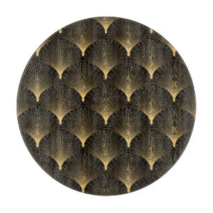 Art Deco: black gold pattern. Cutting Board