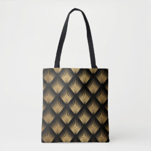 Art Deco, black gold pattern. Tote Bag