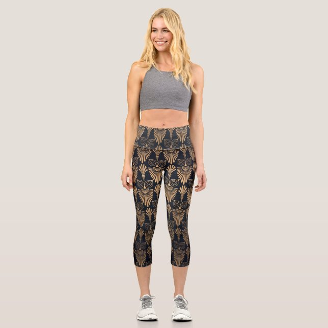 Art Deco Black Gold: Retro. Capri Leggings (Front)