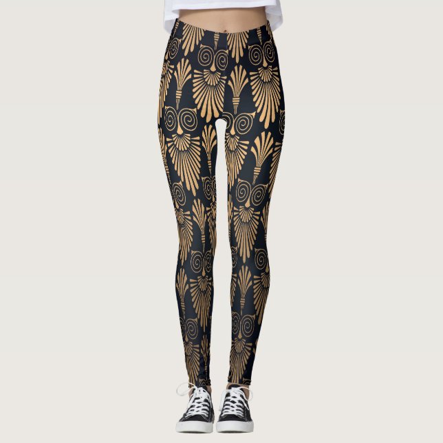 Art Deco Black Gold: Retro. Leggings (Front)
