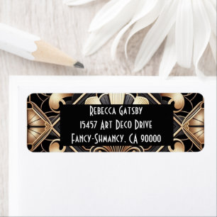 Art Deco Black & Gold Return Address