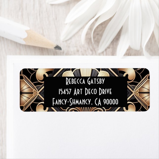 Art Deco Black & Gold Return Address (Insitu)
