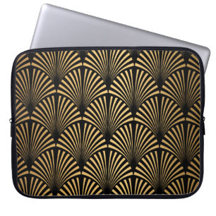 Art Deco: Black Gold Scales. Laptop Sleeve
