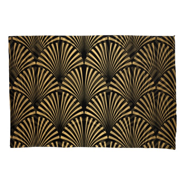 Art Deco: Black Gold Scales. Pillowcase (Front)