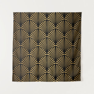 Art Deco: Black Gold Scales. Tapestry