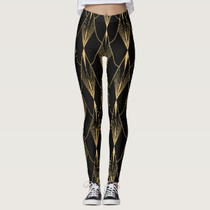 Art Deco: Black Gold Seamless Luxury Leggings