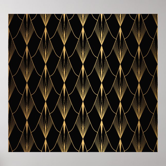 Art Deco: Black Gold Seamless Luxury Poster (Front)