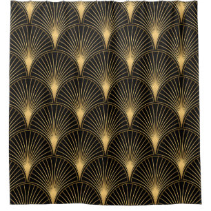 Art Deco Black Gold: Seamless Luxury Shower Curtain
