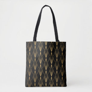 Art Deco: Black Gold Seamless Luxury Tote Bag